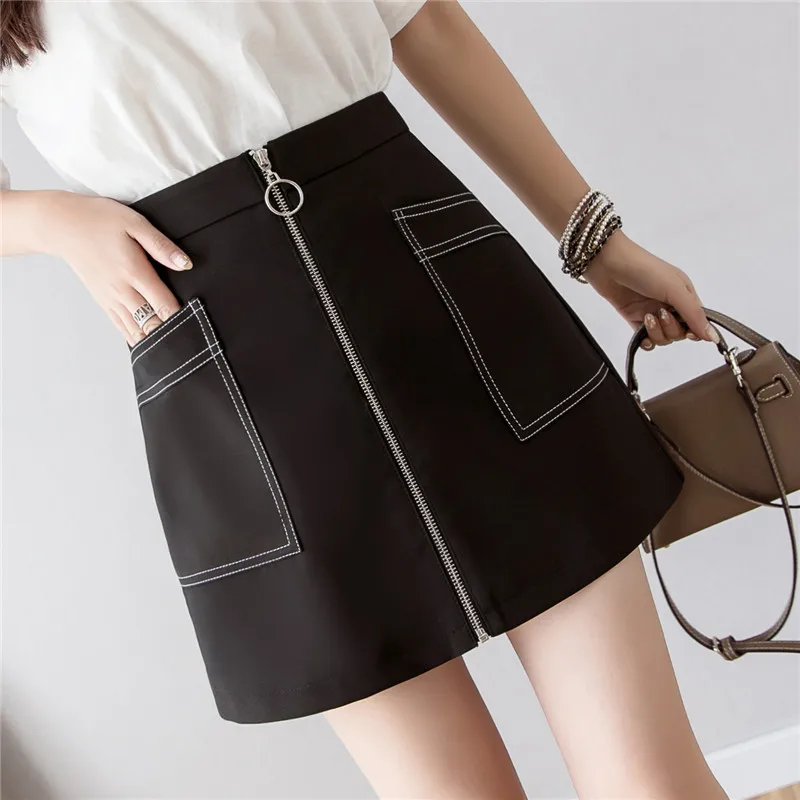 New Fashion High Waist Zipper Mini Skirt Women Summer Casual Pockets A-Line Short Skirt Black/White Femme Faldas
New Fashion High Waist Zipper Mini Skirt Women Summer Casual Pockets A-Line Short Skirt Black/White Femme Faldas