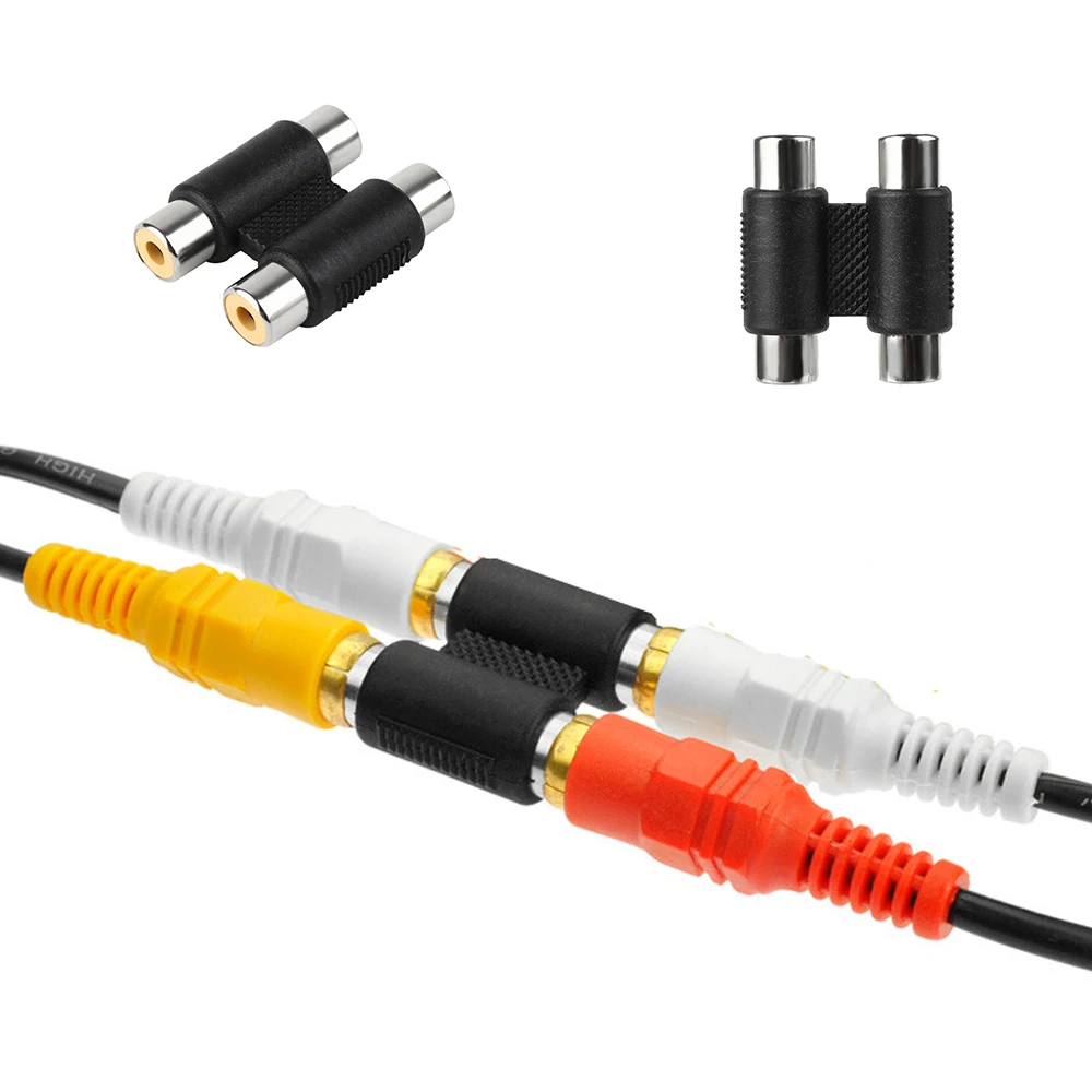 1PC New Practical Dual RCA Joiner Coupler Plug Single RCA Female to Female Audio Video AV Cable Adaptor Connector
1PC New Practical Dual RCA Joiner Coupler Plug Single RCA Female to Female Audio Video AV Cable Adaptor Connector