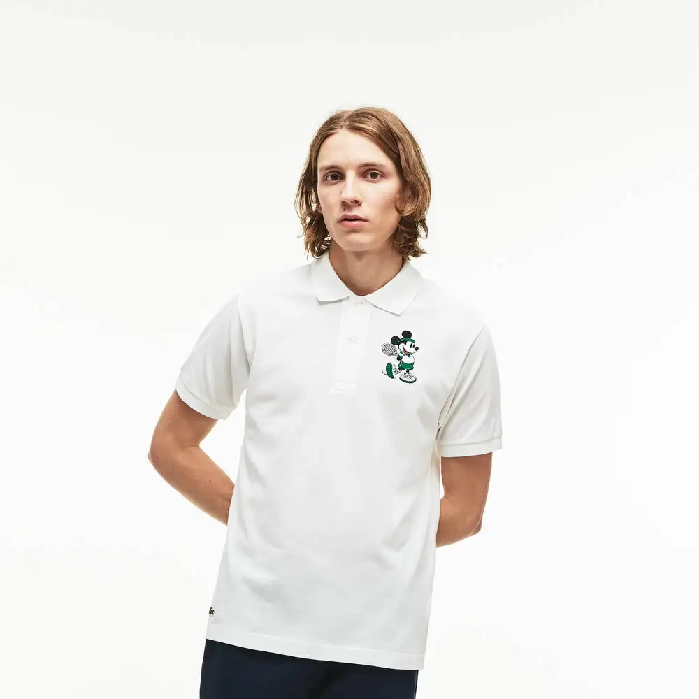 

Lacoste 2019 Spring And Summer Joint Mickey Mouse Embroidery 100% Cotton Breathable Anti-Sweat Quick Dry Men's T-shirt