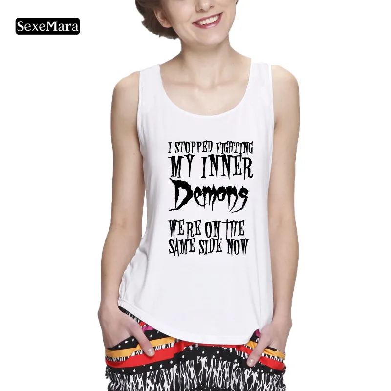 Sexemara Black Gothic Letter Printed vest Summer Women's vest Leisure Fashion Sleeveless T-shirt Suspender Sexy Women's Clothing
Sexemara Black Gothic Letter Printed vest Summer Women's vest Leisure Fashion Sleeveless T-shirt Suspender Sexy Women's Clothing
