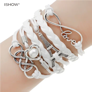 ISHOW infinite double leather multilayer Charm bracelet