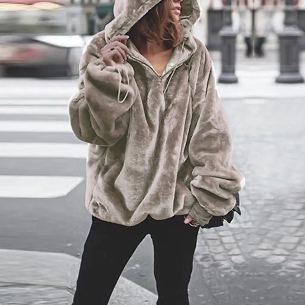 Fashion Women's Thick Tops Winter Autumn Plush Hooded Jumper Sweater Pullover V-neck Zipper Neck Hooded Loose Top Coat
Fashion Women's Thick Tops Winter Autumn Plush Hooded Jumper Sweater Pullover V-neck Zipper Neck Hooded Loose Top Coat