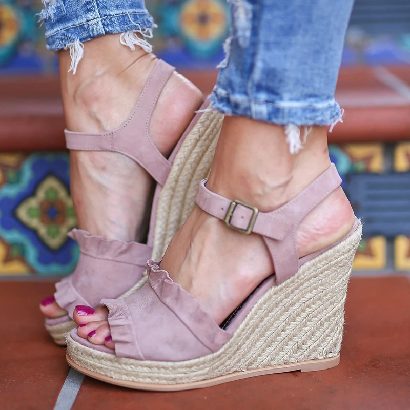 Women Fashion Super High Heels Sandals Buckle Strap Ruffles Design Wedges Shoes Sandalia Feminina
Women Fashion Super High Heels Sandals Buckle Strap Ruffles Design Wedges Shoes Sandalia Feminina