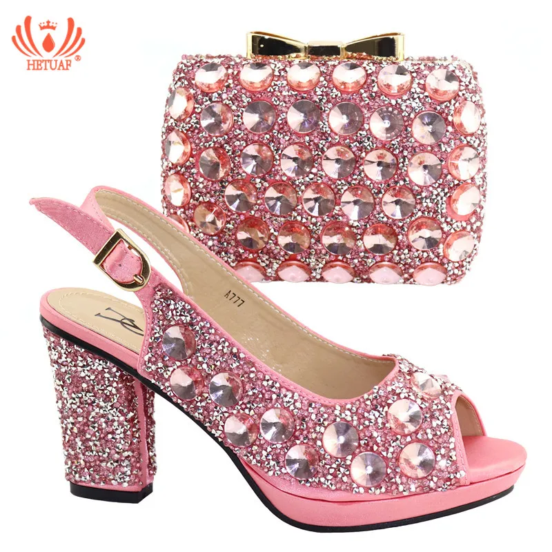 2019 Latest Pink Color Crystal Shoes and Bag Set Italian Set African Shoes and Matching Bag Italian Matching High Heels Sandals 
2019 Latest Pink Color Crystal Shoes and Bag Set Italian Set African Shoes and Matching Bag Italian Matching High Heels Sandals