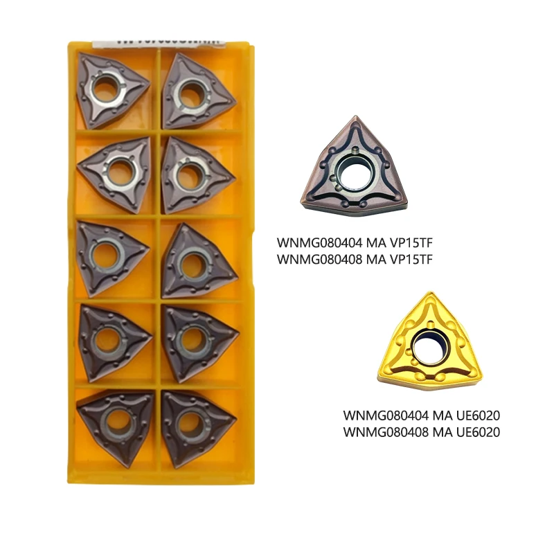 Carbide insert WNMG080408 MA VP15TF UE6020 External turning tool WNMG080404 lathe tools milling machine CNC tool milling tool
Carbide insert WNMG080408 MA VP15TF UE6020 External turning tool WNMG080404 lathe tools milling machine CNC tool milling tool