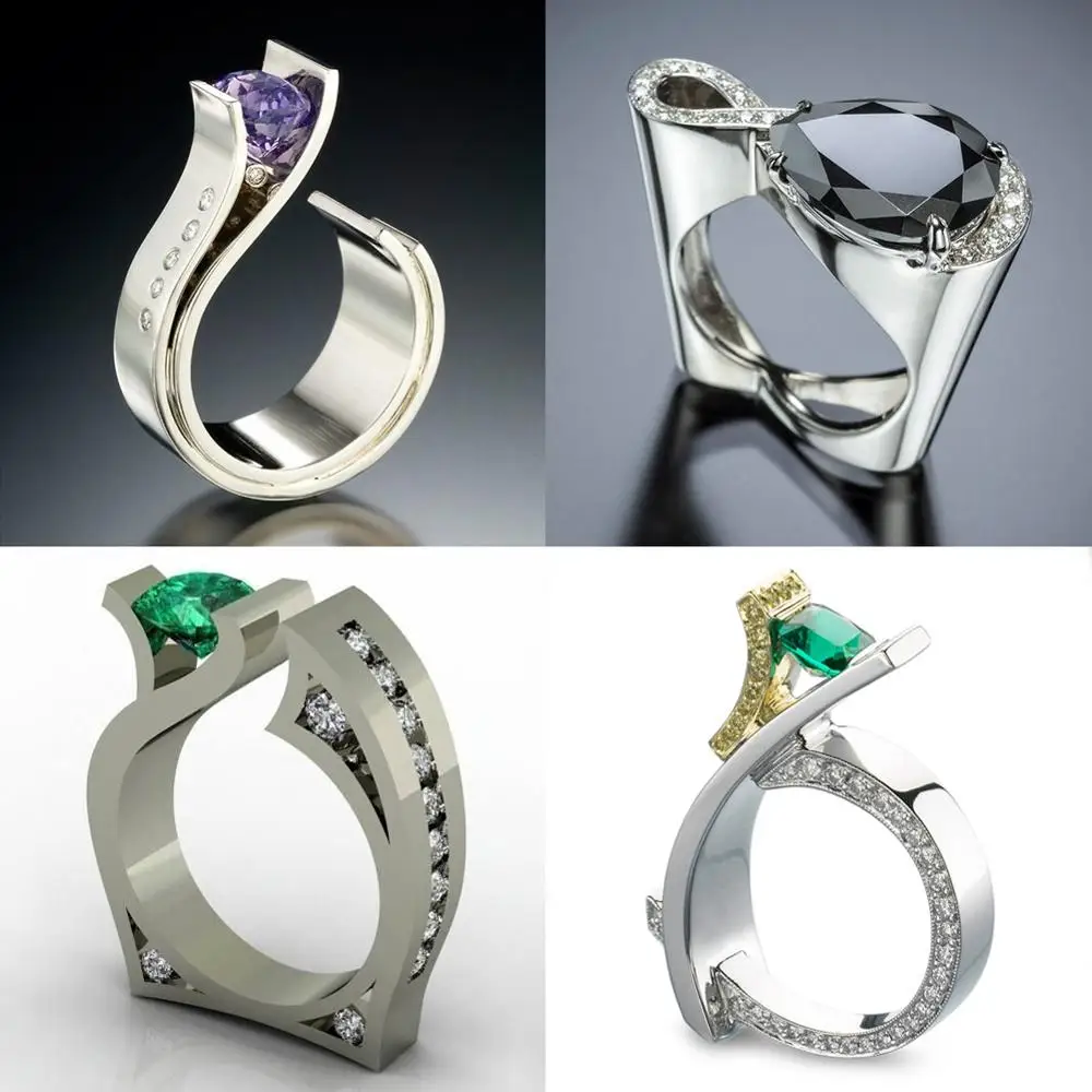 Cute Male Female Black Green Purple Stone Ring Luxury Silver Gold Wedding Rings Promise Engagement Rings For Men And Women
Cute Male Female Black Green Purple Stone Ring Luxury Silver Gold Wedding Rings Promise Engagement Rings For Men And Women