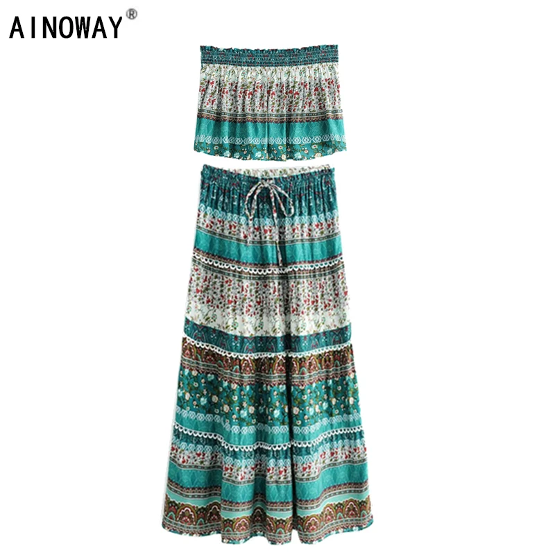 Vintage chic Mujer trajes de dos piezas de hombro sin mangas tapas bohemias faldas con lazo 2 piezas conjunto bohemio
Vintage chic Mujer trajes de dos piezas de hombro sin mangas tapas bohemias faldas con lazo 2 piezas conjunto bohemio