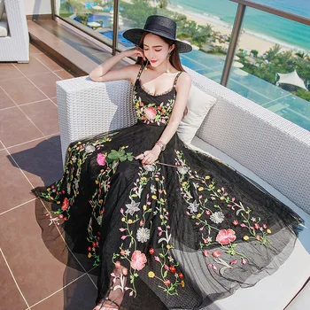 High Quality Sexy Lace Sling Long Dress Women's Flower Embroidery Dress Female 2019 Spring Maxi Runway Dress Vestidos Black W831
High Quality Sexy Lace Sling Long Dress Women's Flower Embroidery Dress Female 2019 Spring Maxi Runway Dress Vestidos Black W831