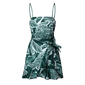 Summer Ruffle Knot Side Palm Print Cami Dress Women Sexy Spaghetti Strap Sleeveless Tropical Strapless Short Dress 2018 Beach Dr
Summer Ruffle Knot Side Palm Print Cami Dress Women Sexy Spaghetti Strap Sleeveless Tropical Strapless Short Dress 2018 Beach Dr