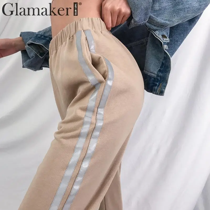 Glamaker Reflective side striped khaki pants Women trousers summer elastic joggers Female casual pants & capris long sweatpants
Glamaker Reflective side striped khaki pants Women trousers summer elastic joggers Female casual pants & capris long sweatpants
