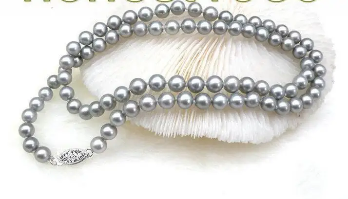 Free Shipping >>>>> Charming 6mm AAA+ round gray akoya pearl necklace 17" sterling silver clasp 
Free Shipping >>>>> Charming 6mm AAA+ round gray akoya pearl necklace 17" sterling silver clasp