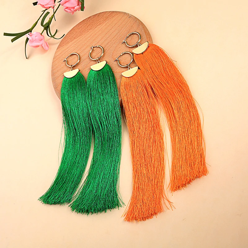 Uer Women Tassel Earrings Orange Green Cotton Thread Fringe Long Dangle Earrings For Christmas ed01607c
Uer Women Tassel Earrings Orange Green Cotton Thread Fringe Long Dangle Earrings For Christmas ed01607c