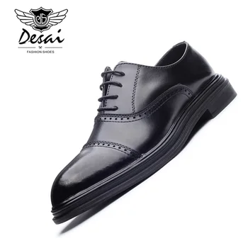 DESAI Shoes Men Leather Casual Shoes Solid Color Breathable Flats Shoes Men Business Footwear Lace-Up Wear Comfort Size 38-44 
DESAI Shoes Men Leather Casual Shoes Solid Color Breathable Flats Shoes Men Business Footwear Lace-Up Wear Comfort Size 38-44