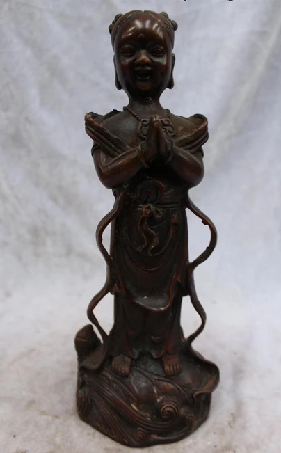 xd 001380 10"Chinese Purple Bronze handwork carved eximous Stand fairy Kwan-Yin Statue
xd 001380 10"Chinese Purple Bronze handwork carved eximous Stand fairy Kwan-Yin Statue