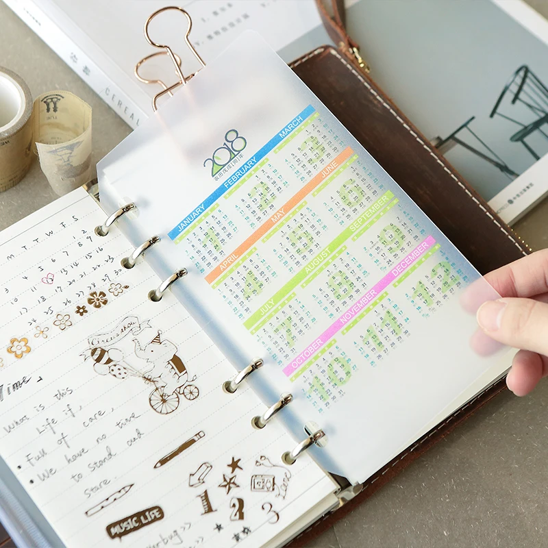 2pcs A5 A6 Calendar Style Notebook Dividers Planner Organizer 6 Holes Diary Index Pages Creative | Канцтовары для офиса и дома