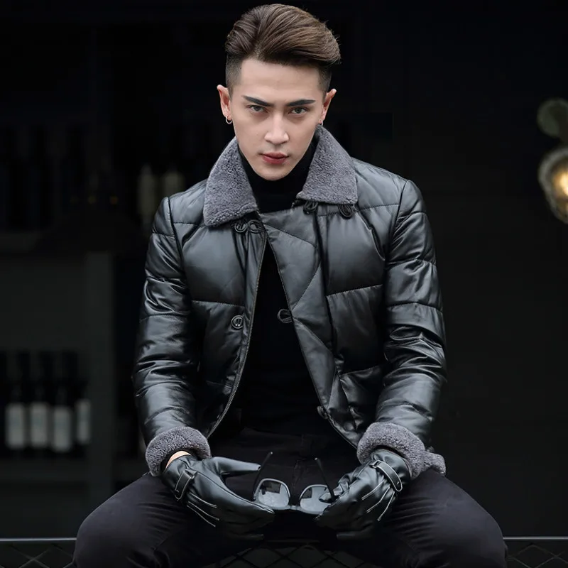 Genuine Leather Jacket Men Sheepskin Fur Coat Winter Coat Men 2019 Slim Fit Korean BlackTops Thin Down Parka Plus Size ZT337
Genuine Leather Jacket Men Sheepskin Fur Coat Winter Coat Men 2019 Slim Fit Korean BlackTops Thin Down Parka Plus Size ZT337