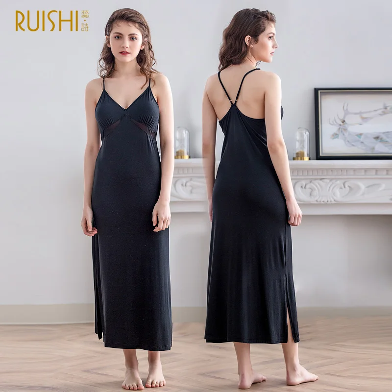 J&Q New Female Night Gown Women Sleep Wear Lingerie Long Cami-Dress V-Neck Spaghetti Strap Black Sexy Modal+Cotton Dressing Gown
J&Q New Female Night Gown Women Sleep Wear Lingerie Long Cami-Dress V-Neck Spaghetti Strap Black Sexy Modal+Cotton Dressing Gown