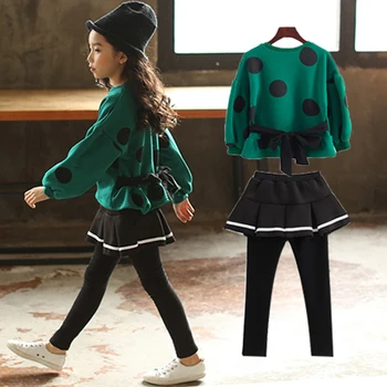 Children Girls Clothes Spring Autumn Green Dot Shirt + Pants 2 PCS Girls Clothes Set Teenage Kids Set School Uniform For Girls
Children Girls Clothes Spring Autumn Green Dot Shirt + Pants 2 PCS Girls Clothes Set Teenage Kids Set School Uniform For Girls