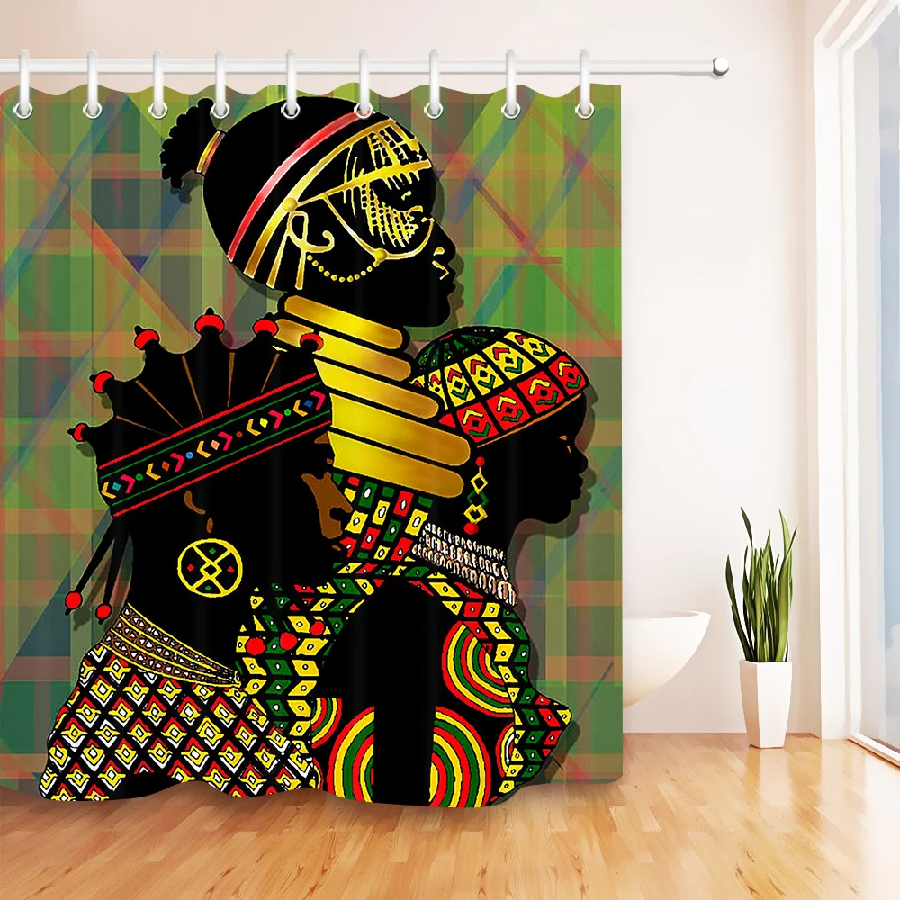 African indigenous people Ethnic Clothing Waterproof Bathroom Shower Curtain Polyester Fabric & 12 Hooks | Дом и сад