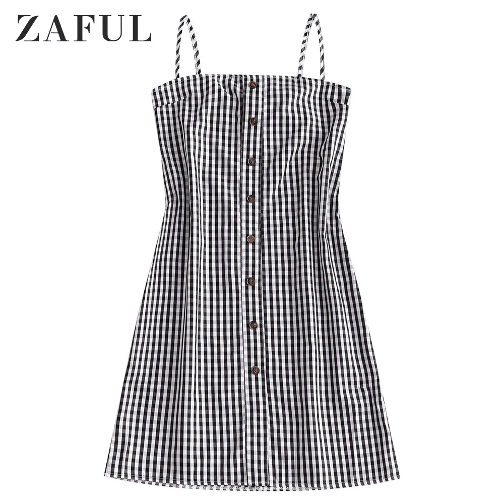 ZAFUL Plaid Tied Back Buttoned Dress A Line Mini Knotted Dress Back Zipper Dress Spaghetti Strap Neckline Sleeveless
ZAFUL Plaid Tied Back Buttoned Dress A Line Mini Knotted Dress Back Zipper Dress Spaghetti Strap Neckline Sleeveless