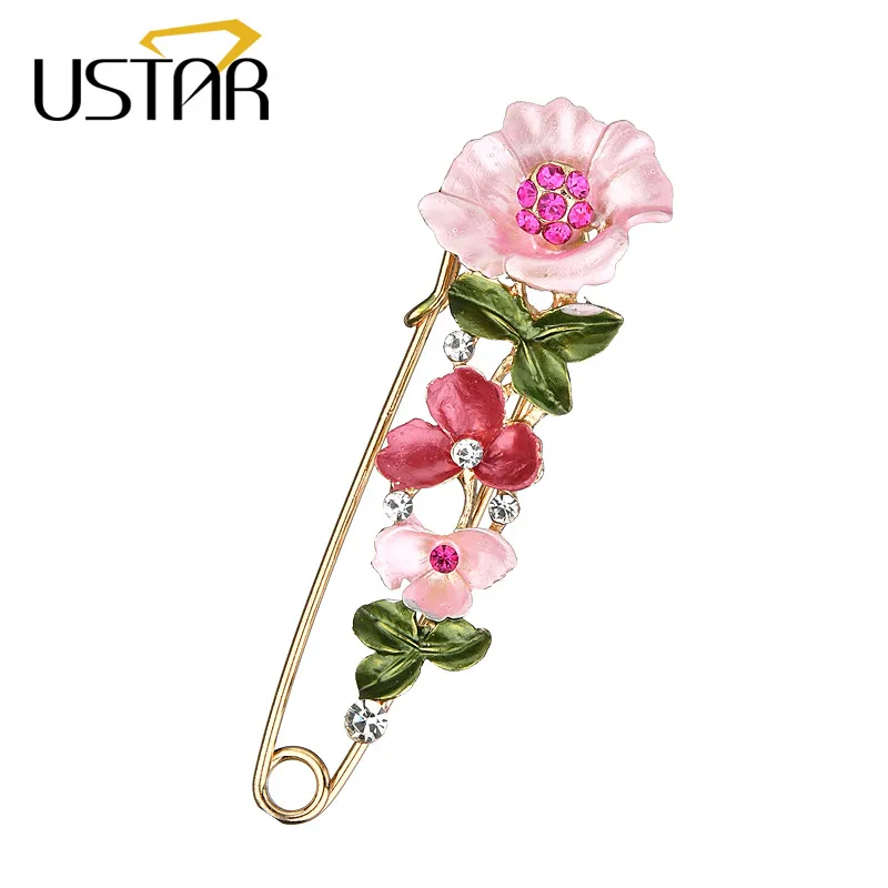 USTAR Crystals Big Enamel Flower Pins Brooches for Women Buckle Scarf Collar Lapel pins female fashion Jewelry Party Gifts
USTAR Crystals Big Enamel Flower Pins Brooches for Women Buckle Scarf Collar Lapel pins female fashion Jewelry Party Gifts