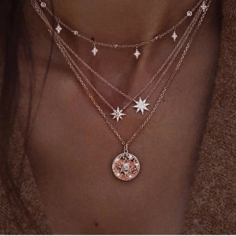 Boho Star Moon Multi Layer Pendant Necklace for Women 2018 Bohemian Flower Necklaces Vintage Fashion Collar Costume Jewelry
Boho Star Moon Multi Layer Pendant Necklace for Women 2018 Bohemian Flower Necklaces Vintage Fashion Collar Costume Jewelry
