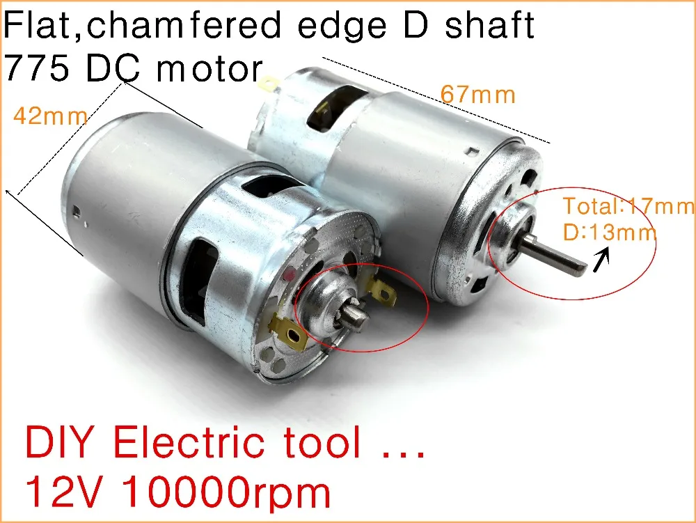 1PCS Flat,chamfered edge D shaft 775 DC motor, High torque With bearing Electric tool motor 12V 10000rpm
1PCS Flat,chamfered edge D shaft 775 DC motor, High torque With bearing Electric tool motor 12V 10000rpm