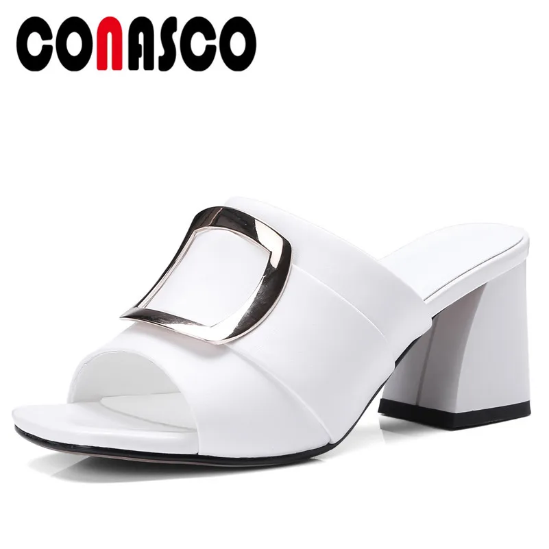 CONASCO Brand Design Women Gladiator Sandals Genuine Leather High Heels Shoes Woman Metal Decoration Casual Top Quality Slippers
CONASCO Brand Design Women Gladiator Sandals Genuine Leather High Heels Shoes Woman Metal Decoration Casual Top Quality Slippers