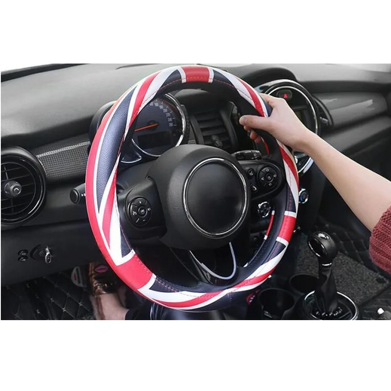 Universal Union Jack 38CM PU Leather Car Steering Wheel Cover Decoration For Mini Cooper JCW S Clubman Countryman Car Styling
Universal Union Jack 38CM PU Leather Car Steering Wheel Cover Decoration For Mini Cooper JCW S Clubman Countryman Car Styling