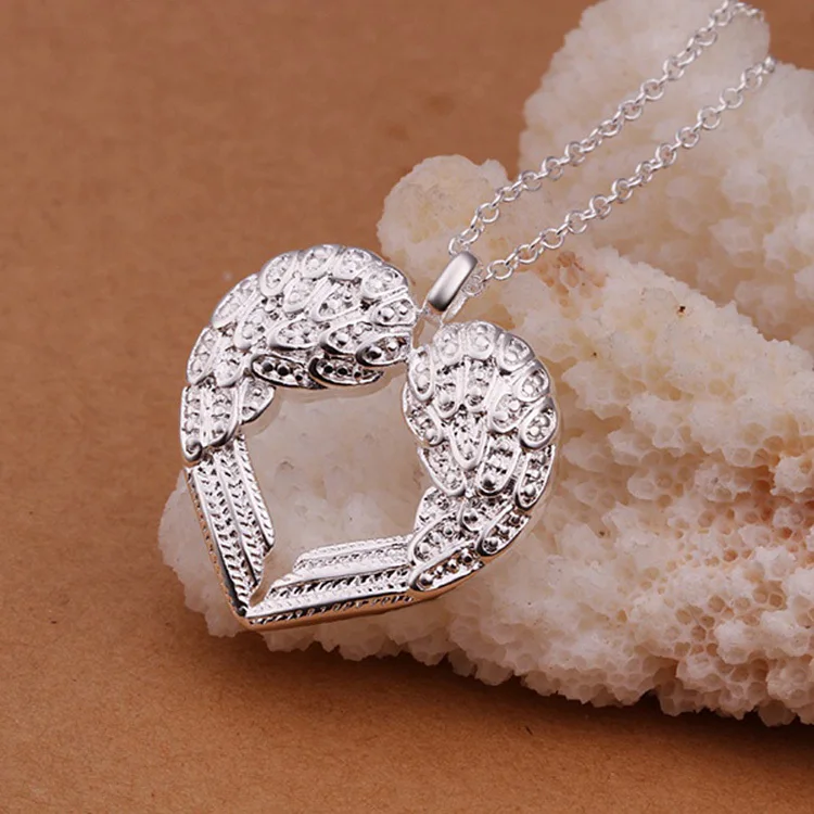 Fashion Vintage 925 Sliver Rhinestone Peach Heart Angel Wing Silver Plated Pendant Necklace Chain Jewelry
Fashion Vintage 925 Sliver Rhinestone Peach Heart Angel Wing Silver Plated Pendant Necklace Chain Jewelry