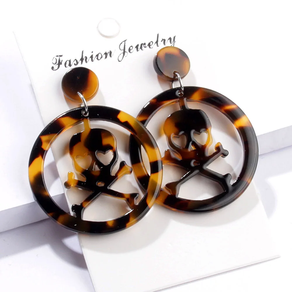 Arrival Hollow Out Circles Funny Skull/Sleleton With Heart Eye Acrylic Drop Earrings Cool Punk Color Marbling Dangle Earrings
Arrival Hollow Out Circles Funny Skull/Sleleton With Heart Eye Acrylic Drop Earrings Cool Punk Color Marbling Dangle Earrings