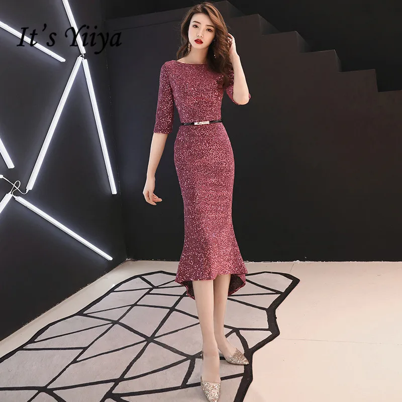 It's YiiYa Evening Dress Royal Wine Red Shining Trumpet Party Gowns O-neck Half-sleeves Mermaid Formal Dresses E345
It's YiiYa Evening Dress Royal Wine Red Shining Trumpet Party Gowns O-neck Half-sleeves Mermaid Formal Dresses E345
