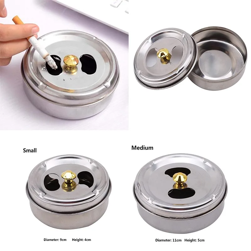 2 Sizes Creative Home Smoking Accessories Portable Stainless Steel Ashtray Lid Rotatable Fully Enclosed Ashtray Home Gadgets
2 Sizes Creative Home Smoking Accessories Portable Stainless Steel Ashtray Lid Rotatable Fully Enclosed Ashtray Home Gadgets