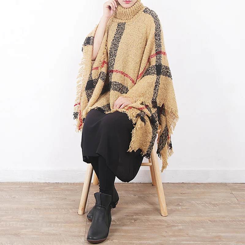 Johnature 2019 Autumn And Winter New Original Plaid Turtleneck Pullover Sweater Knitted Plus Size Women Cloths Cloak Sweaters
Johnature 2019 Autumn And Winter New Original Plaid Turtleneck Pullover Sweater Knitted Plus Size Women Cloths Cloak Sweaters