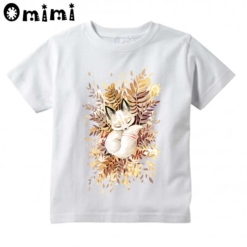 Kids Slumber Printed T Shirt Boys/Girls Casual Cute Fox Short Sleeve Tops Children's Funny White T-Shirt