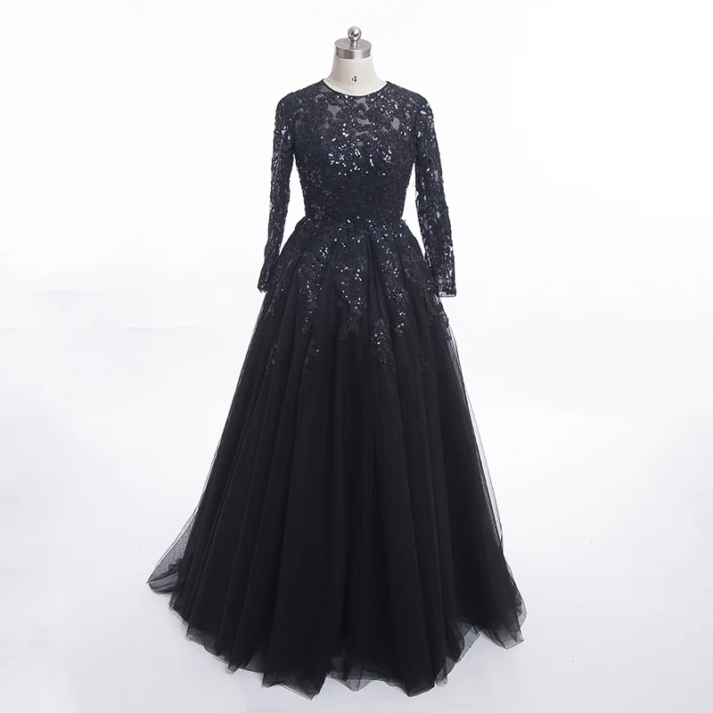 Dreamy Bridal Luxury Sequined Robe De Soiree Sexy Black Lace Vestidos De Festa Illusion Long Sleeves Evening Dresses Custom Made
Dreamy Bridal Luxury Sequined Robe De Soiree Sexy Black Lace Vestidos De Festa Illusion Long Sleeves Evening Dresses Custom Made