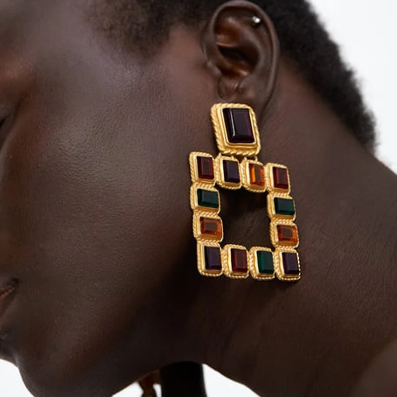 ZA Square Statement Earrings For Women Fashion Crystal Geometric Drop Earrings Vintage Earrings Boho Indian Jewelry Wholesale
ZA Square Statement Earrings For Women Fashion Crystal Geometric Drop Earrings Vintage Earrings Boho Indian Jewelry Wholesale