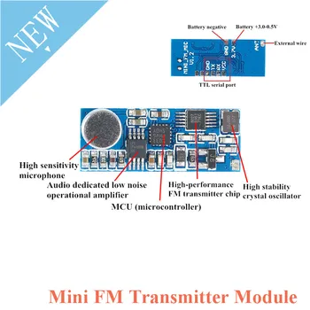 Mini FM Wireless Microphone Transmitter Module Single Channel Board 3-5V 100mW Adjustable Sensitivity USB to TTL 80KΩ 76-108MHz
Mini FM Wireless Microphone Transmitter Module Single Channel Board 3-5V 100mW Adjustable Sensitivity USB to TTL 80KΩ 76-108MHz