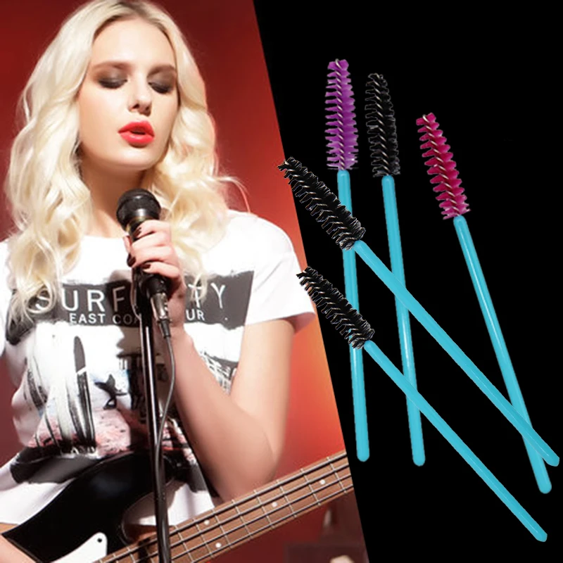 Makeup Brushes 50Pcslot Disposable Eyelash Brushes Lash Extension Mascara Applicator Wand Eyes Lip Cosmetics Brushes Blue (14)