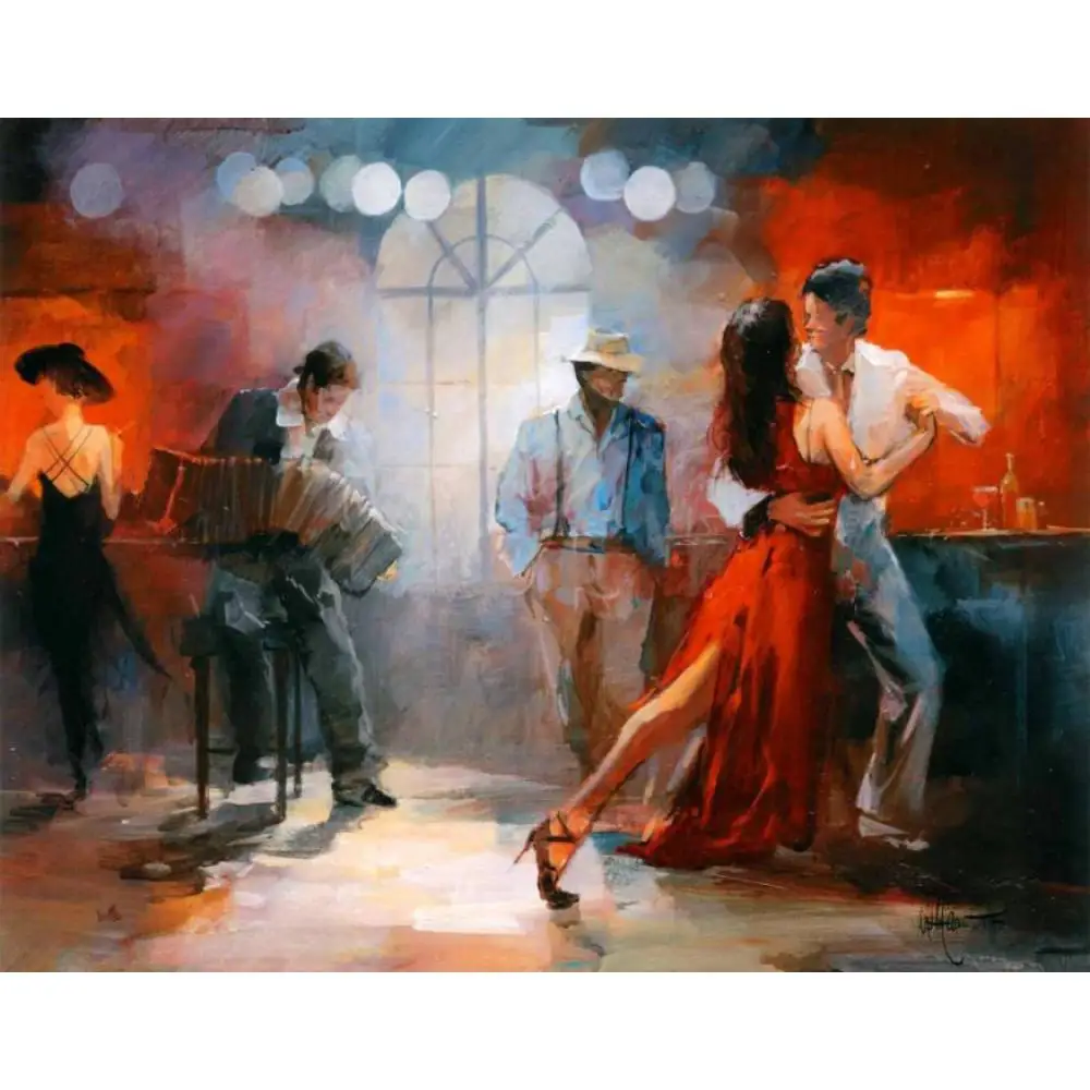 

contemporary art Figure paintings Tango in braun pub Willem Haenraets Canvas oil painting for living room handmade High quality