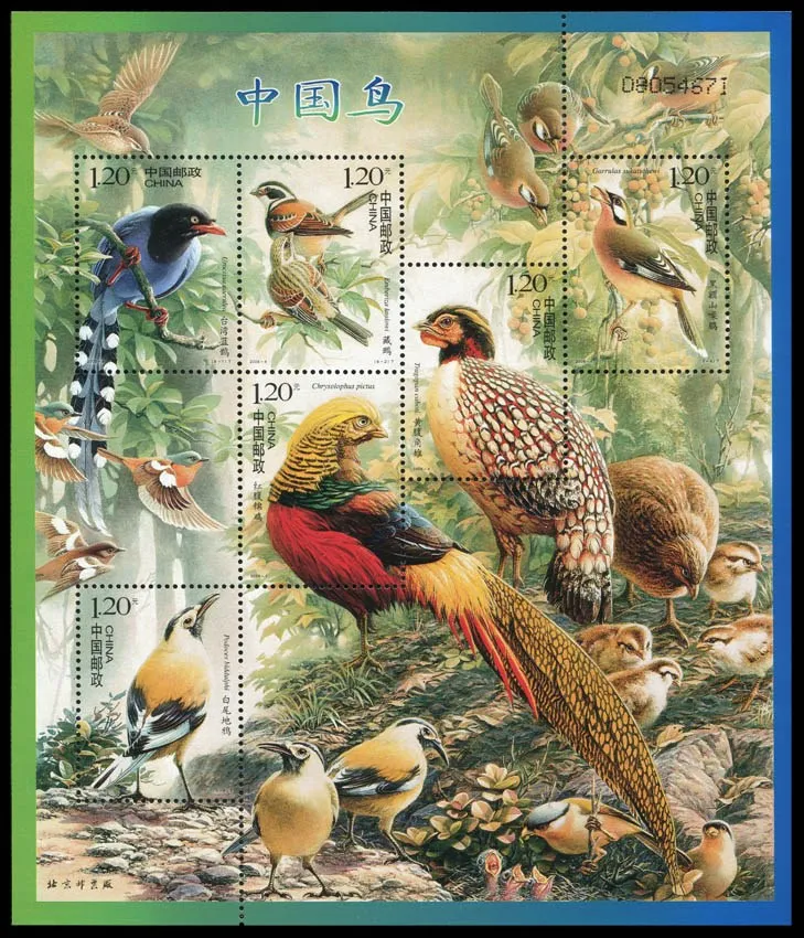 Birds Of China 2008-4 Souvenir Sheet Post Stamps Postage Collection | Дом и сад