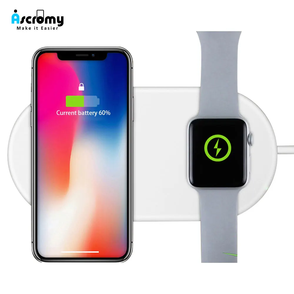 Ascromy Wireless Charger Dual Charging Pad Fast Charge Double Charger for Apple Watch 3 2 iPhone X XS Samsung S9 Plus S8 Note 8
Ascromy Wireless Charger Dual Charging Pad Fast Charge Double Charger for Apple Watch 3 2 iPhone X XS Samsung S9 Plus S8 Note 8
