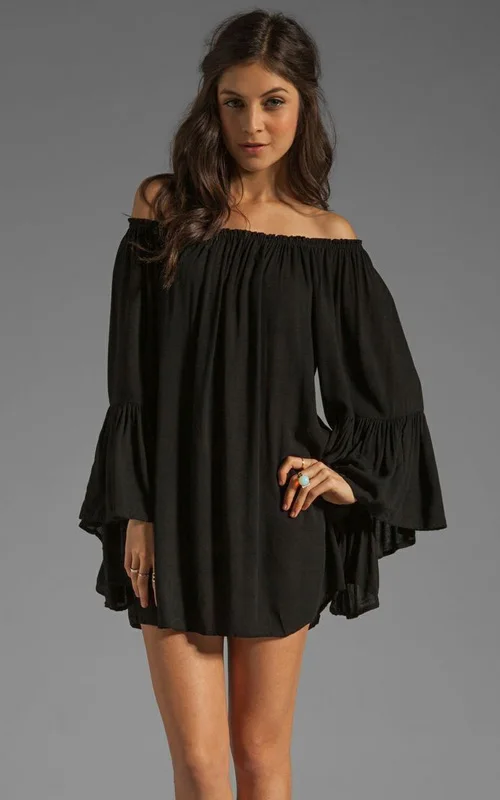 black off the shoulder dress casual
