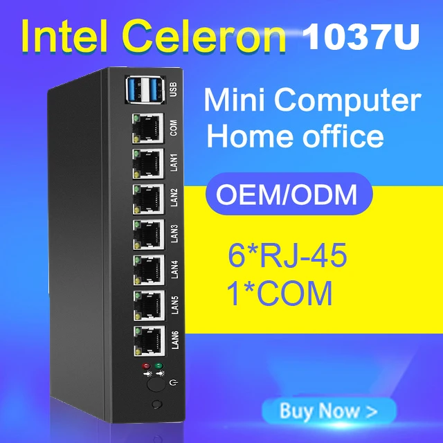 Soft Router Mini PC 1037U 1007U 6 Ethernet Gigabit LAN Intel NIC Multi Network COM Serial USB Ports Industrial PC run Pfsense
Soft Router Mini PC 1037U 1007U 6 Ethernet Gigabit LAN Intel NIC Multi Network COM Serial USB Ports Industrial PC run Pfsense