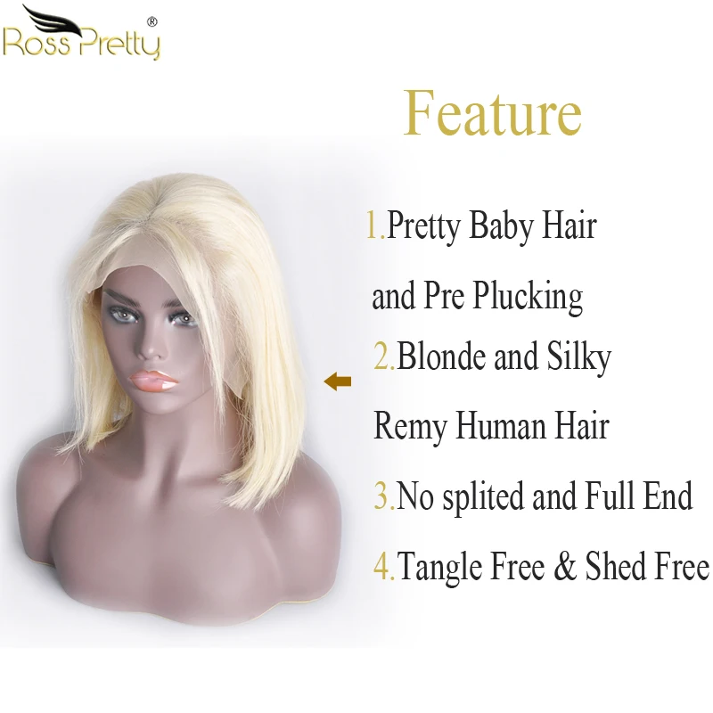 details straight lace frontal blonde human hair bob wig