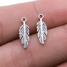 WYSIWYG 40pcs/lot Feather Charms Pendant DIY Metal Jewelry Making Antique Silver Color 15x5mm WYSIWYG 40pcs/lot Feather Charms Pendant DIY Metal Jewelry Making Antique Silver Color 15x5mm