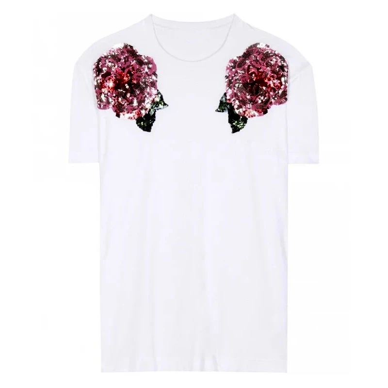 2017 new brand spring summer fashion loose lips sexy 3D tee shirt embroidered Rose Flower sequins T-shir Girl leisure top code
2017 new brand spring summer fashion loose lips sexy 3D tee shirt embroidered Rose Flower sequins T-shir Girl leisure top code