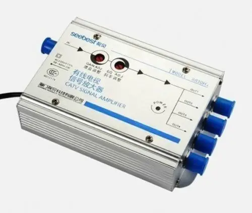 30db Adjustable Cable 45-860MHz 2W TV Signal Amplifier 1 In 4 Out CATV Amplifier
30db Adjustable Cable 45-860MHz 2W TV Signal Amplifier 1 In 4 Out CATV Amplifier