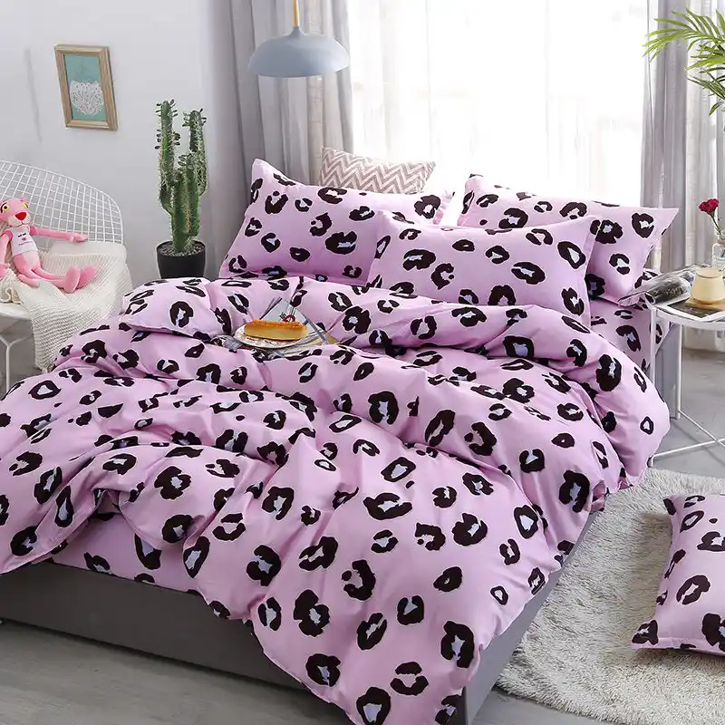 Bonenjoy Purple Bed Linen Set Leopard Printed Bedding Set Single