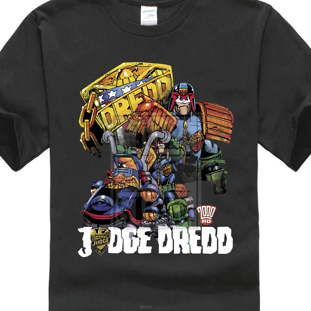 Judge Dredd Comic Bikeer And Badge Licensed Adult T Shirt All Sizes In